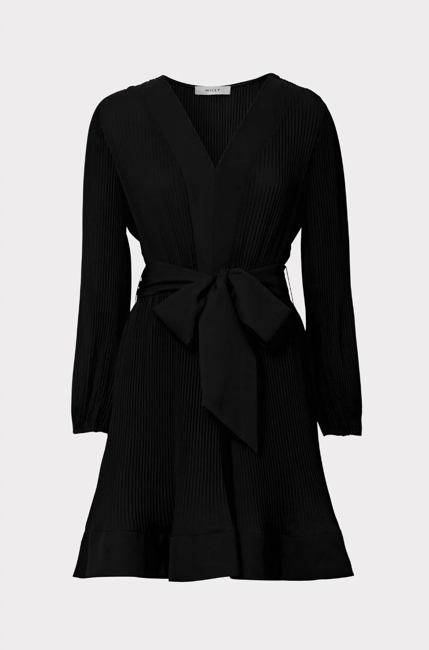 Liv Pleated Dress - Black by Milly — alternate view