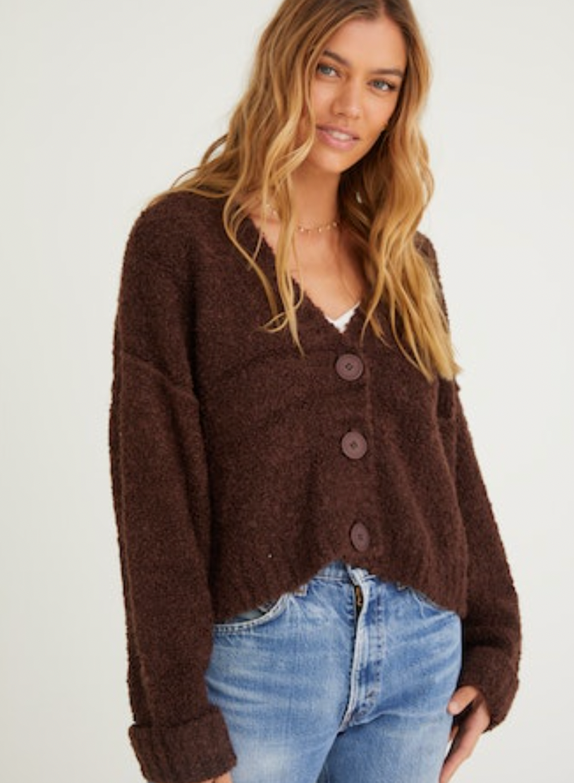 Long Sleeve Crop Cardigan - Chocolate by Bella Dahl | 25 South Boutiques