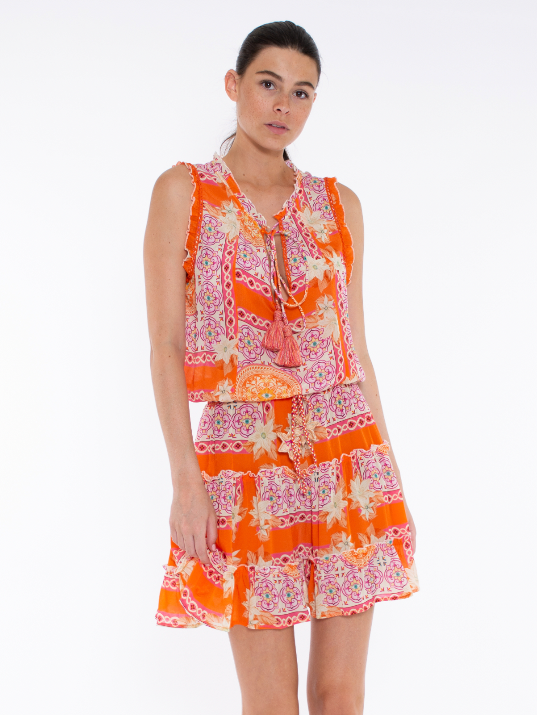 Sparti Dress - Orange Grecia Tile by Taj by Sabrina Crippa — alternate view