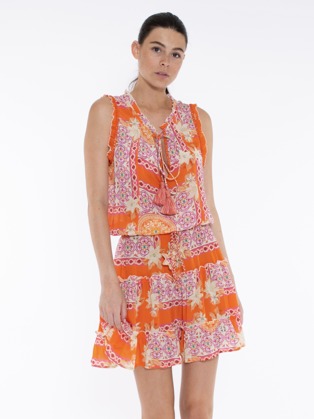 Sparti Dress - Orange Grecia Tile by Taj by Sabrina Crippa — alternate view