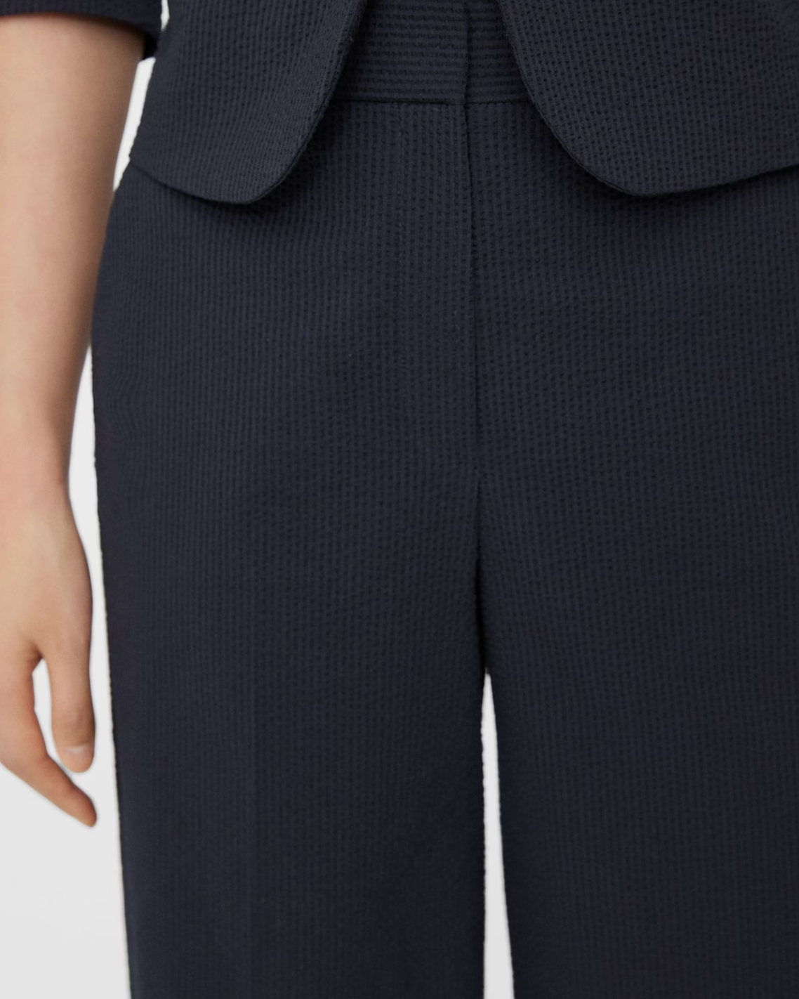 Seersucker High-Waist Wide-Leg Pant - Navy by Theory — view 4