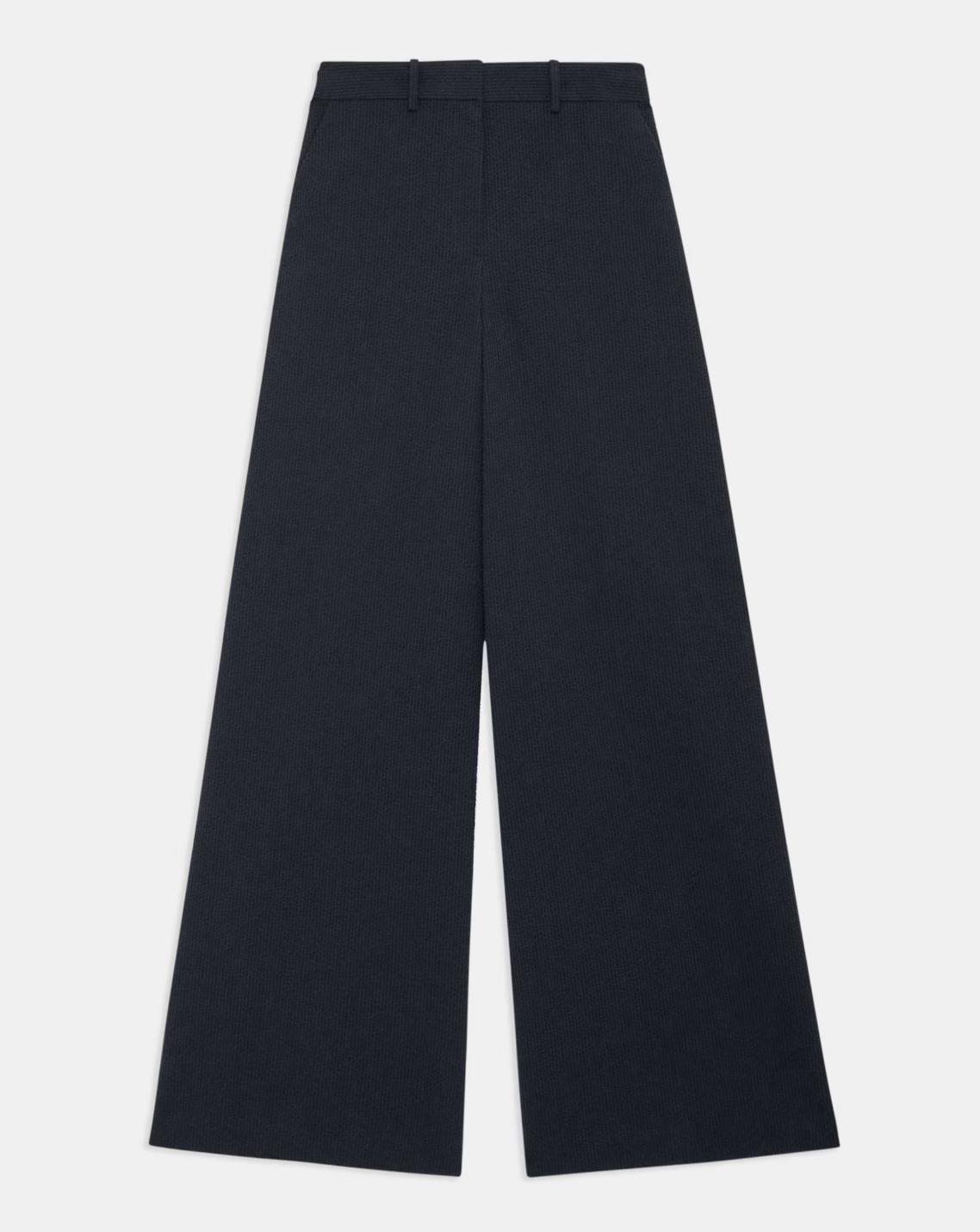 Seersucker High-Waist Wide-Leg Pant - Navy by Theory — view 5