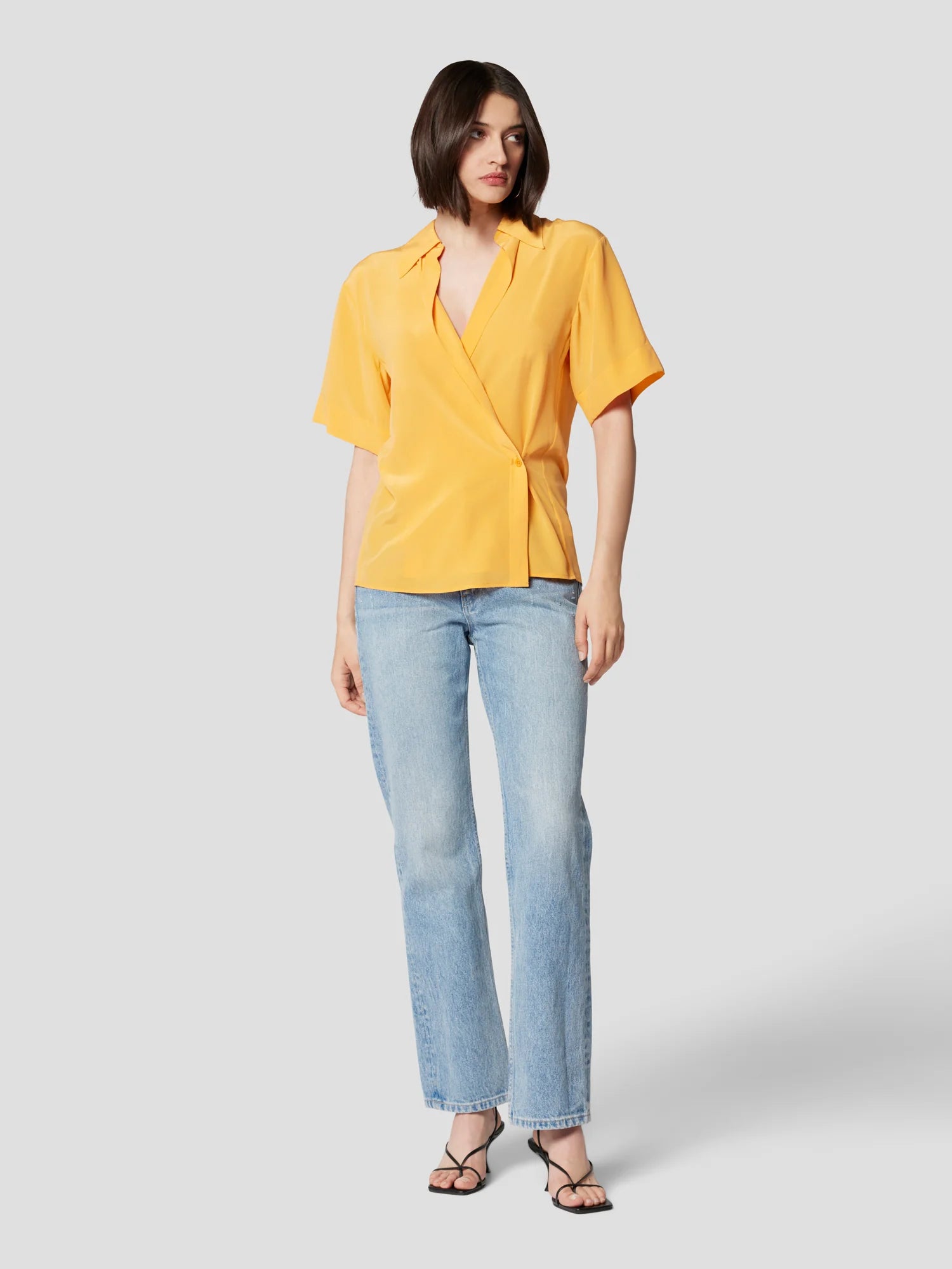 Everly Silk Shirt - Apricot Orange by Equipment — view 3