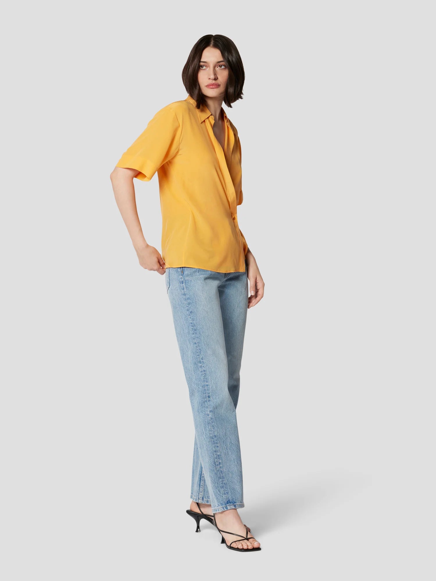Everly Silk Shirt - Apricot Orange by Equipment — view 4