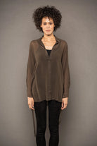 Sheer Silk Blouse - Military by Isabel Benenato | 25 South Boutiques