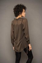 Sheer Silk Blouse - Military by Isabel Benenato — alternate view