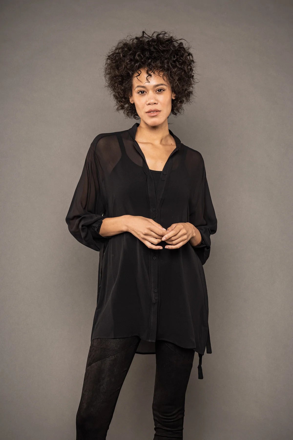 Sheer Silk Blouse - Black by Isabel Benenato | 25 South Boutiques