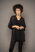 Sheer Silk Blouse - Black by Isabel Benenato | 25 South Boutiques
