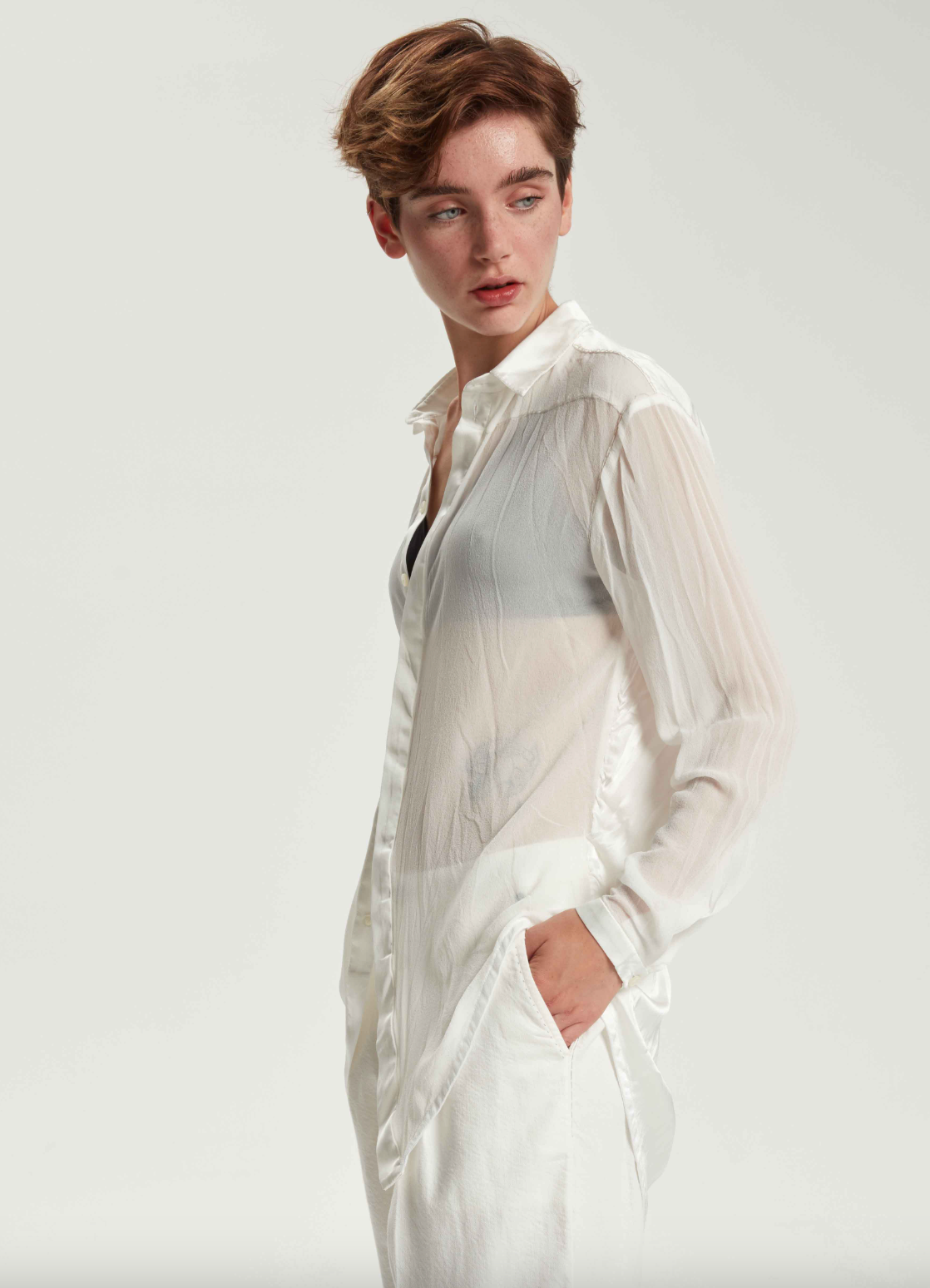 Regular Form Pure Silk Shirt - Original Off White by Umit Unal | 25 South Boutiques
