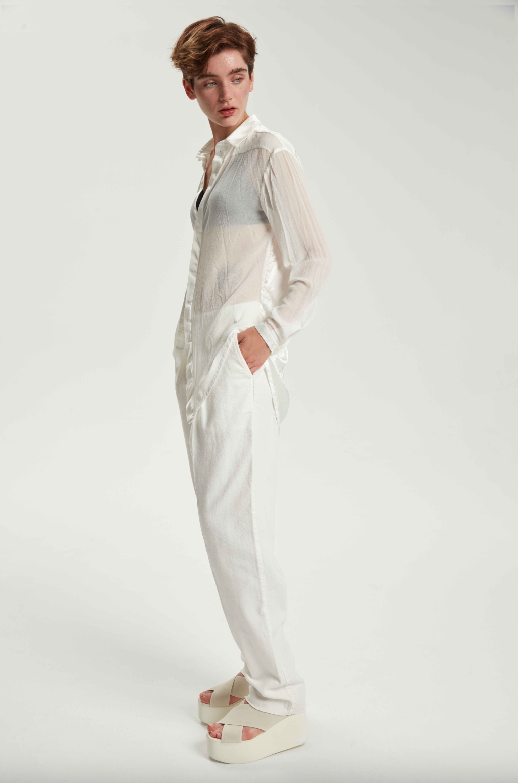 Regular Form Pure Silk Shirt - Original Off White by Umit Unal — view 3