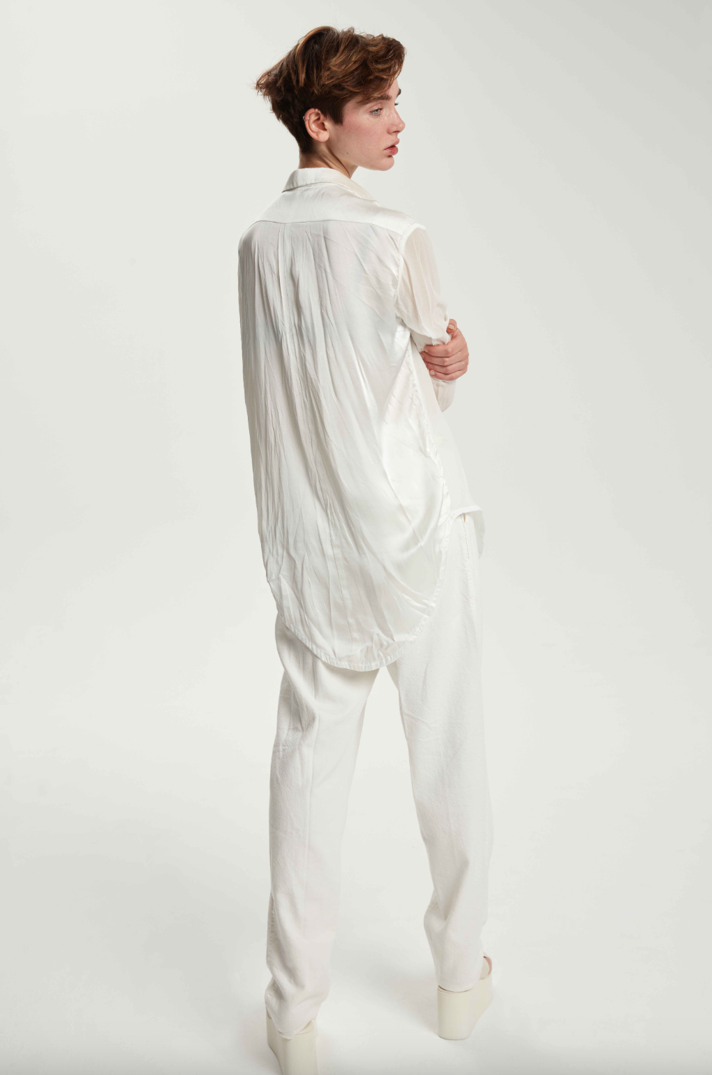 Regular Form Pure Silk Shirt - Original Off White by Umit Unal — view 4