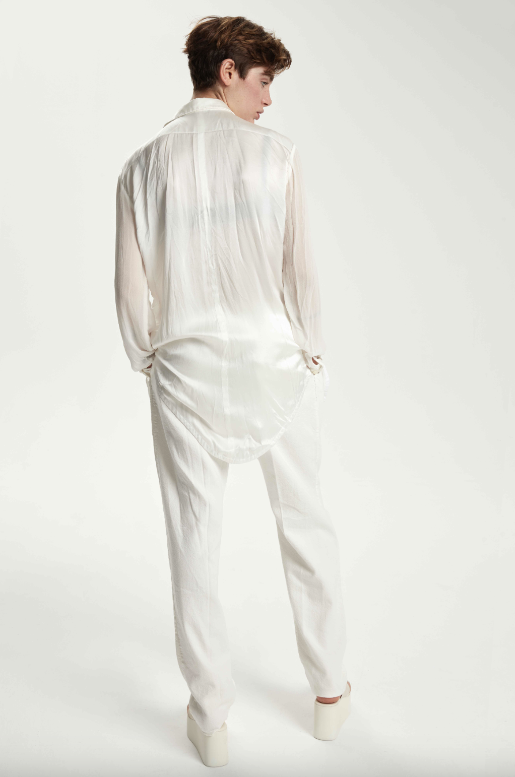 Regular Form Pure Silk Shirt - Original Off White by Umit Unal — view 5