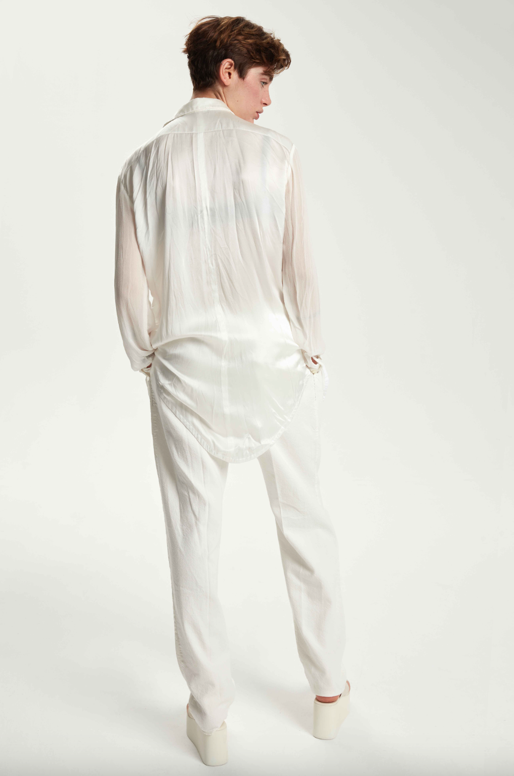 Regular Form Pure Silk Shirt - Original Off White by Umit Unal — view 5