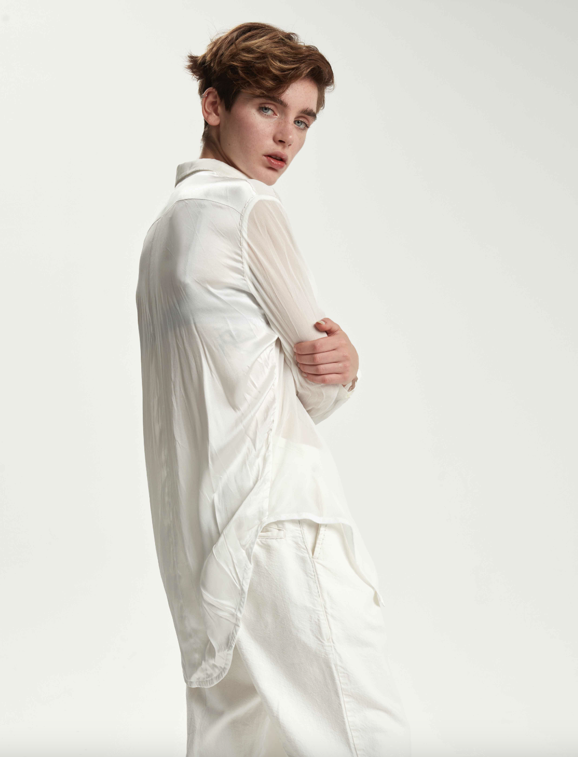 Regular Form Pure Silk Shirt - Original Off White by Umit Unal — alternate view