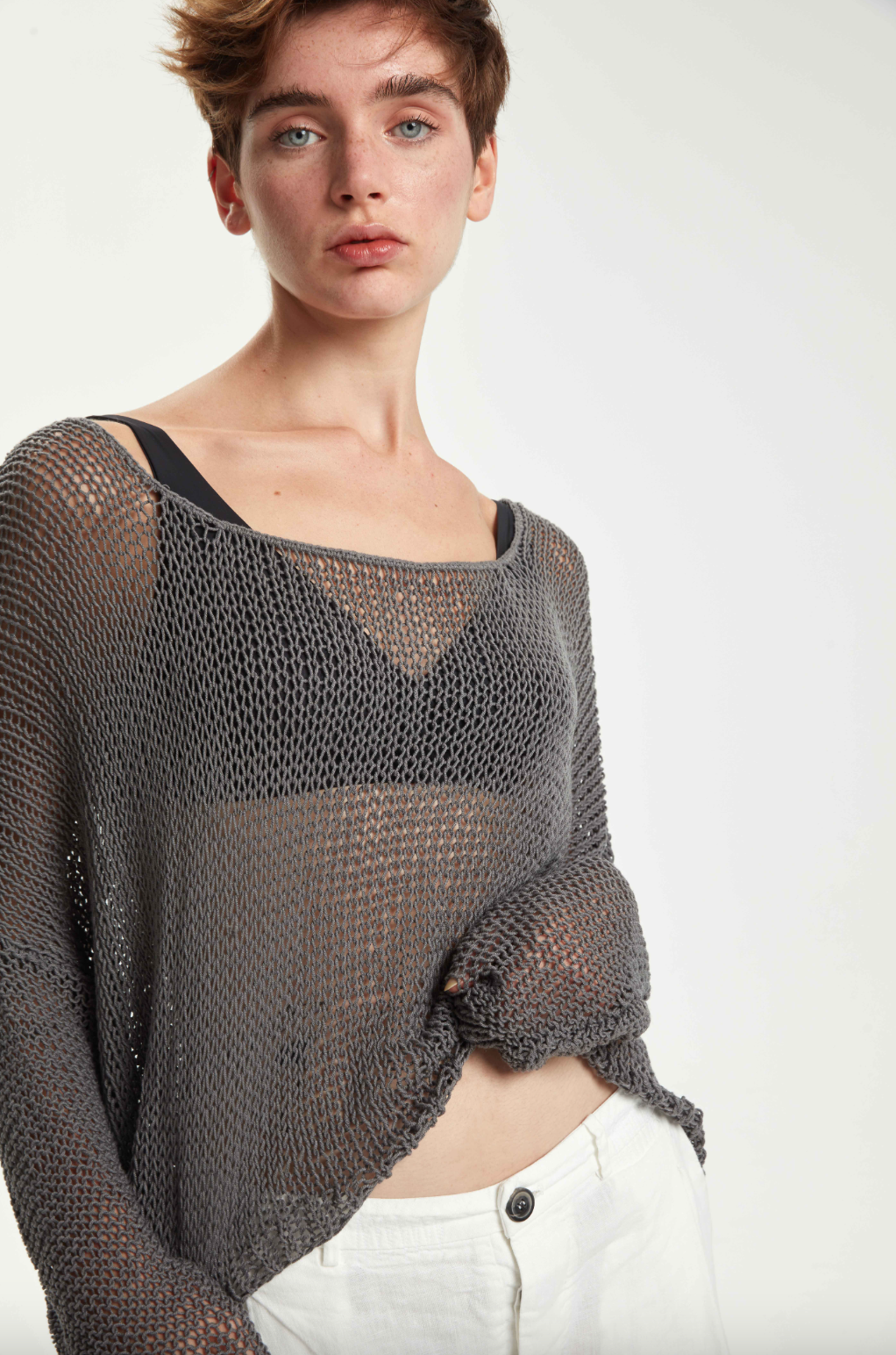 Handknitted Summer Pullover - Original Anthracite by Umit Unal — view 4