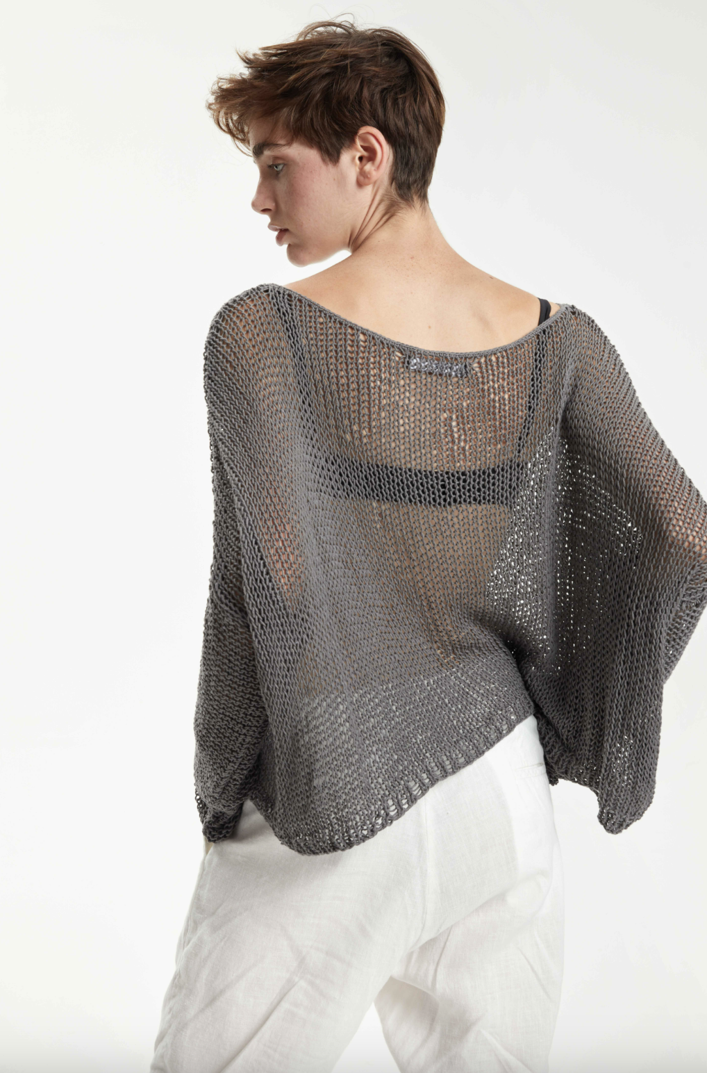 Handknitted Summer Pullover - Original Anthracite by Umit Unal — view 3