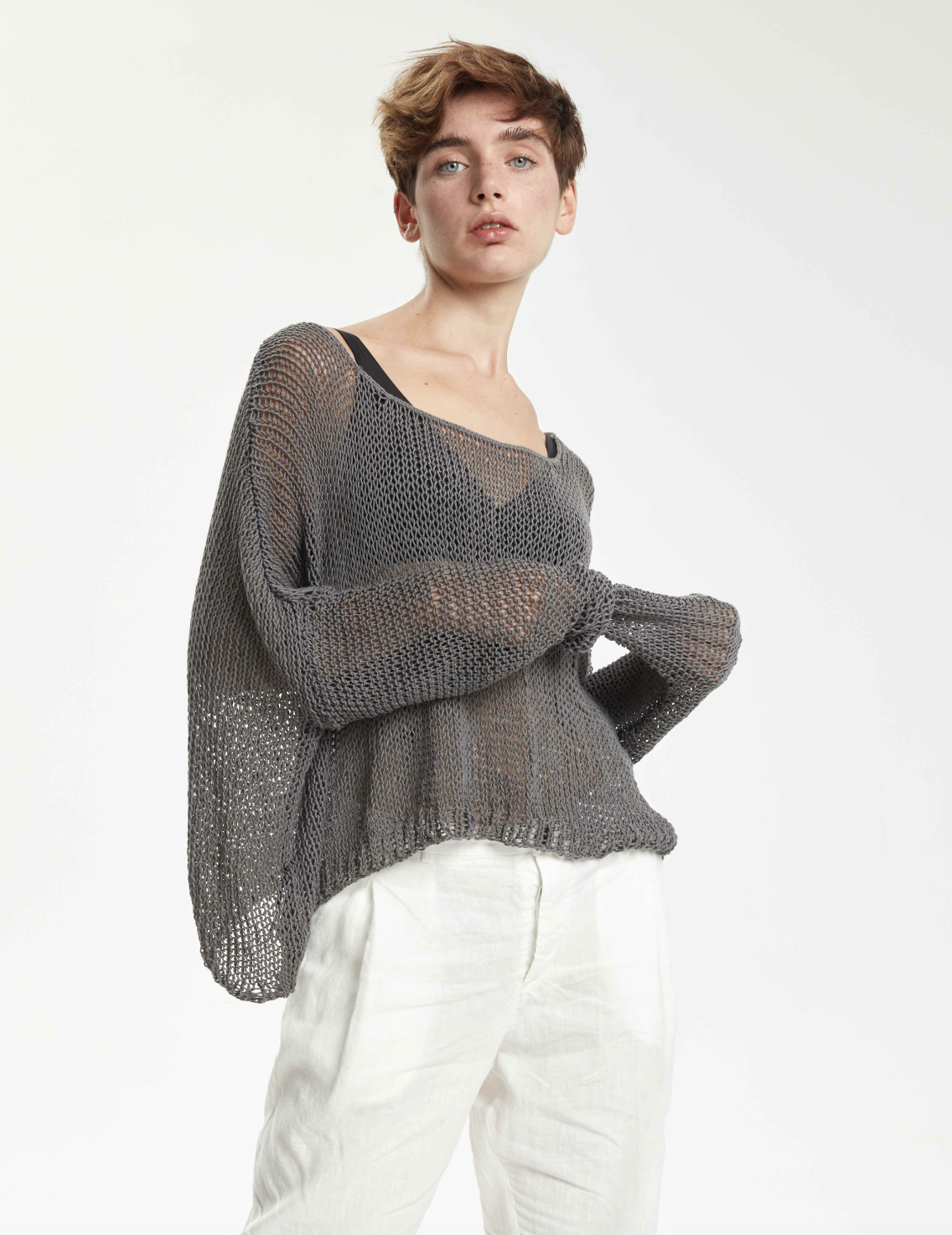 Handknitted Summer Pullover - Original Anthracite by Umit Unal | 25 South Boutiques