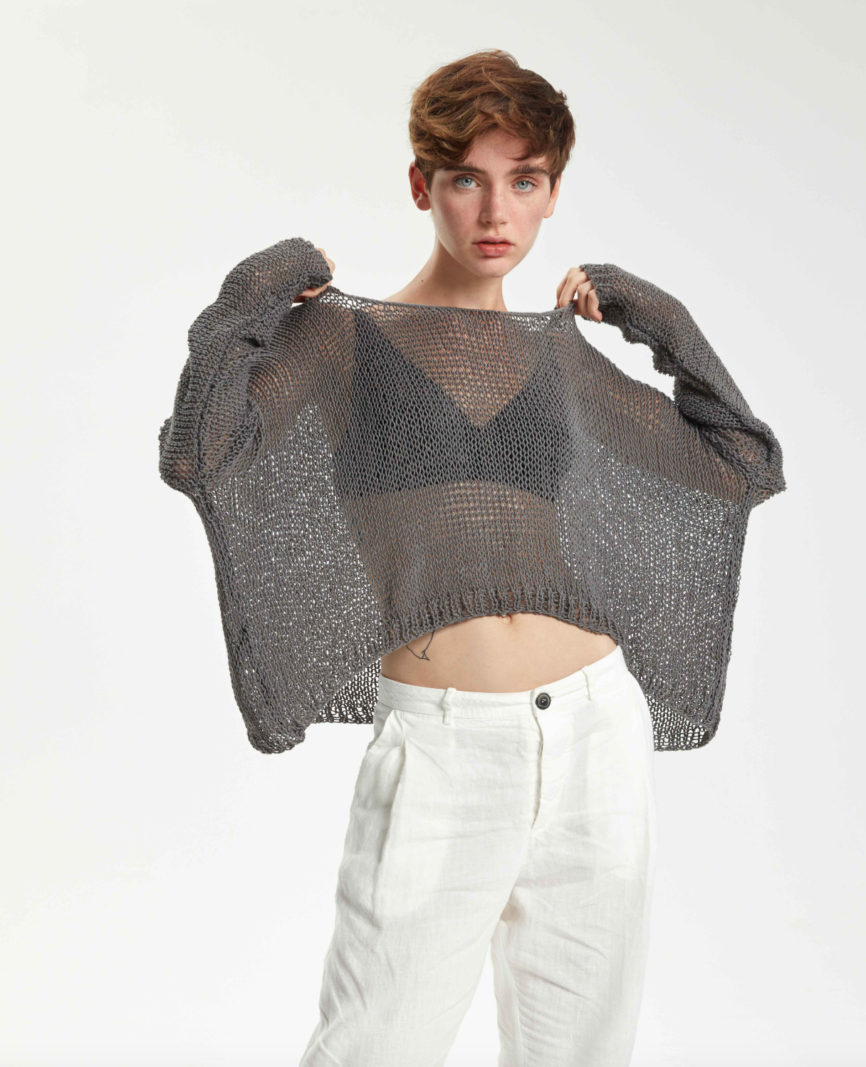 Handknitted Summer Pullover - Original Anthracite by Umit Unal — alternate view