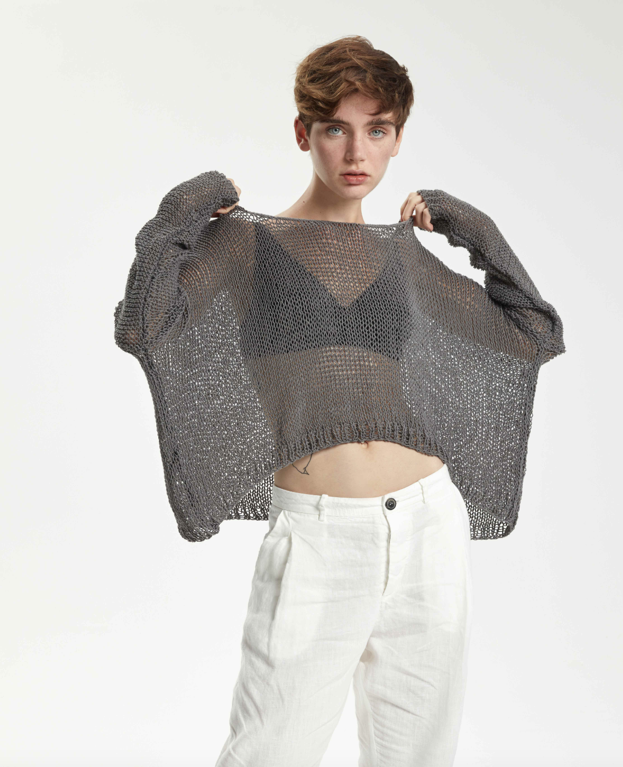 Handknitted Summer Pullover - Original Anthracite by Umit Unal — alternate view