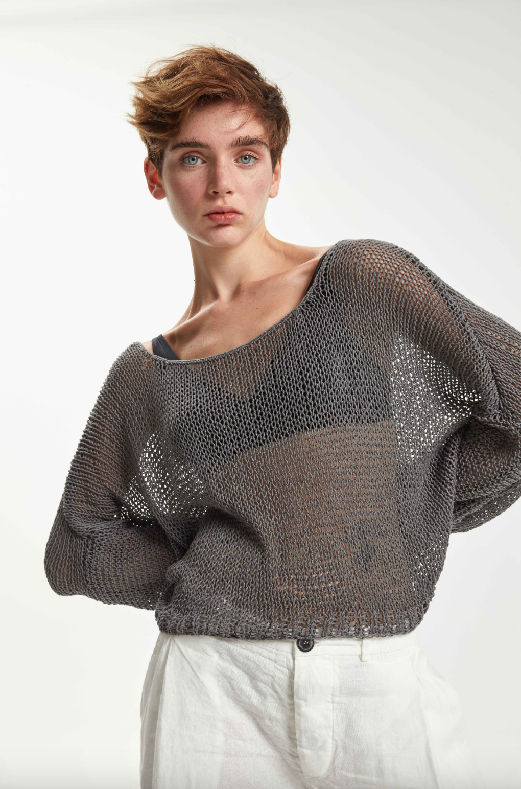 Handknitted Summer Pullover - Original Anthracite by Umit Unal — view 5