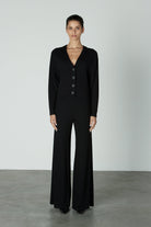 Crop Button Up Cardigan - Black by Enza Costa — alternate view