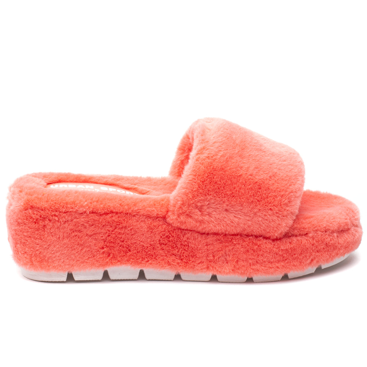 Willow Faux Fur Slides - Orange by J/Slides — alternate view