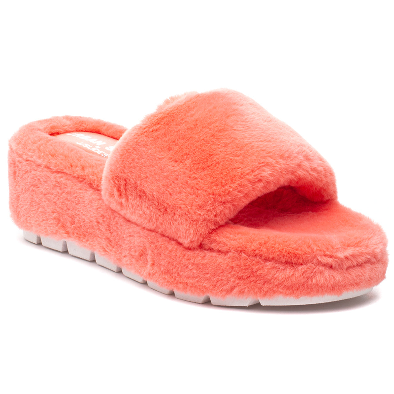 Willow Faux Fur Slides - Orange by J/Slides — view 3
