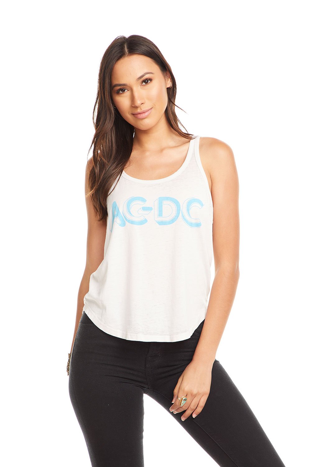 Vintage Jersey Cropped Racerback Tank - ACDC by Chaser — view 3