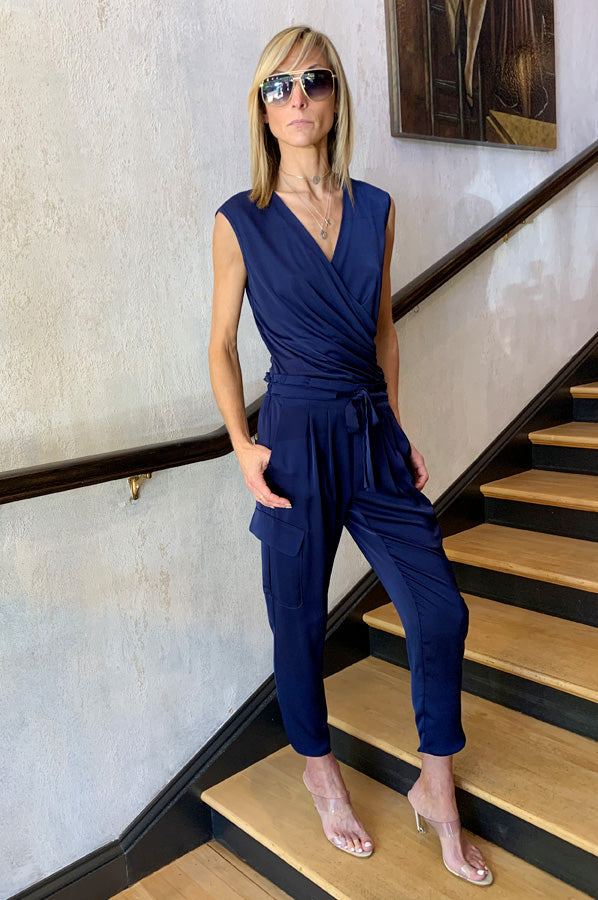 Adelina Wrap Crossover Top - Spring Navy by Ramy Brook — view 3