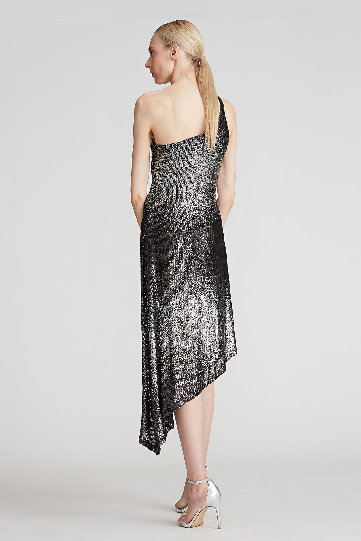 Ariah Ombre Sequin Dress - Black / Silver by Halston — alternate view