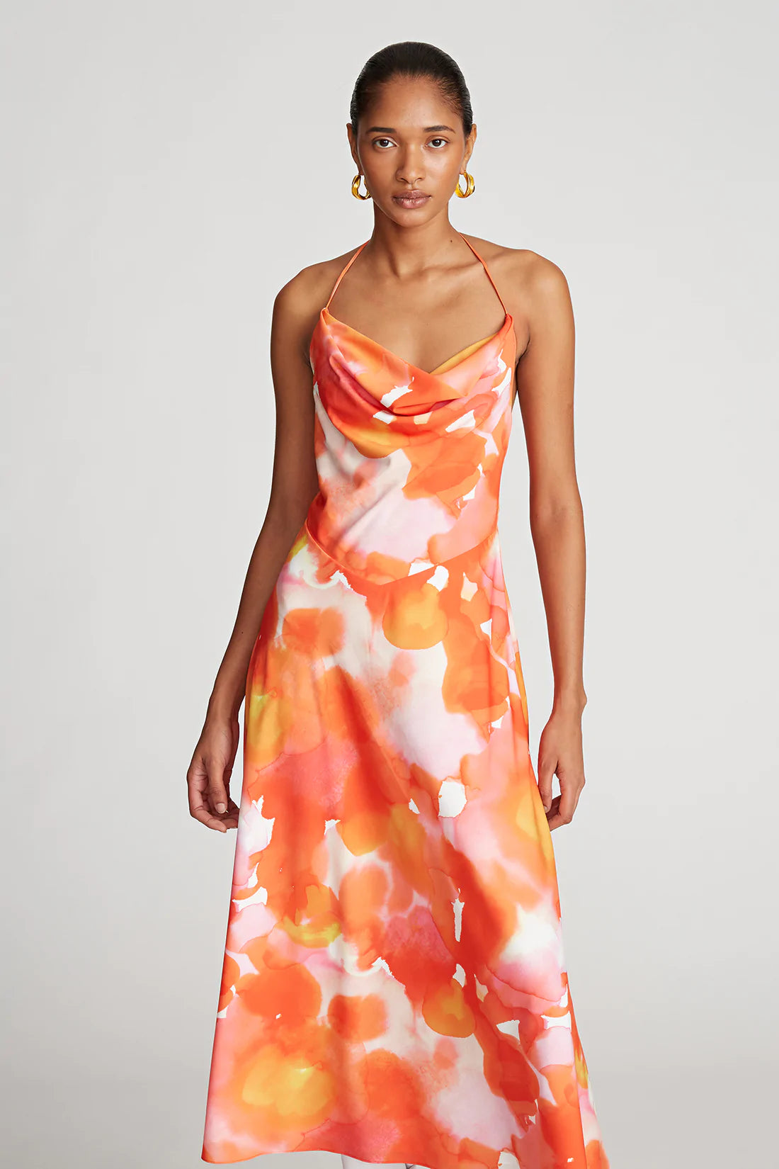 Avni Crepe De Chine Dress - Sunset Watercolor by Halston — view 4
