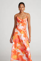 Avni Crepe De Chine Dress - Sunset Watercolor by Halston — view 4