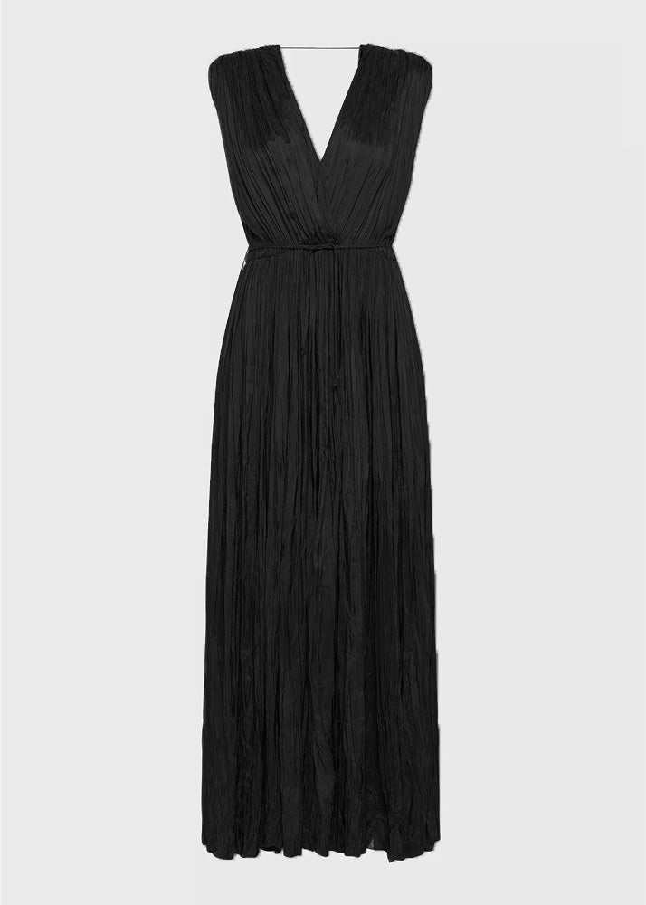 Crinkled Viscose Dress - Black by Seventy Venezia — alternate view