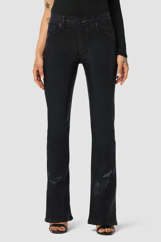 Barbara High Rise Petite Bootcut Jean - Noir Leatherette by Hudson — view 3