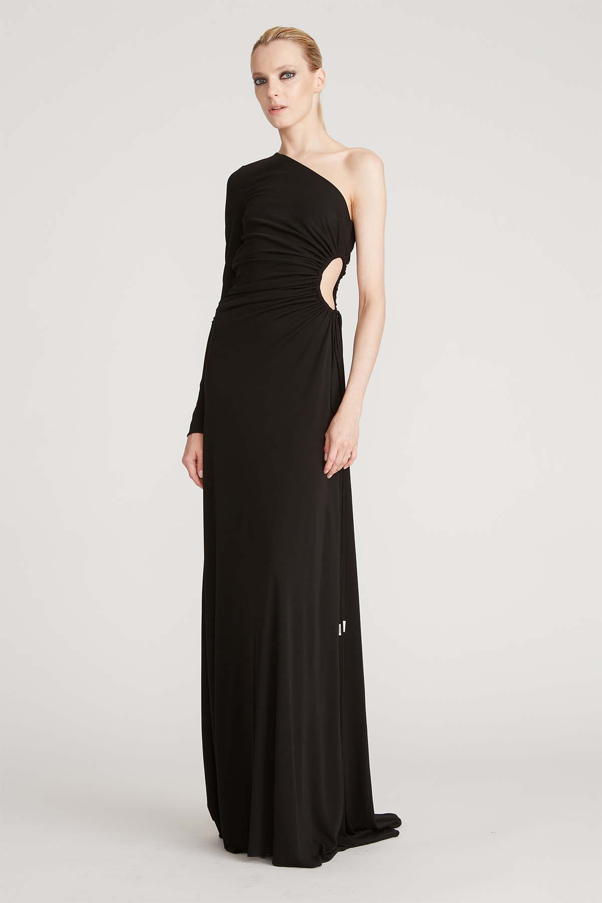 Bay Matte Jersey Gown - Black by Halston — view 3