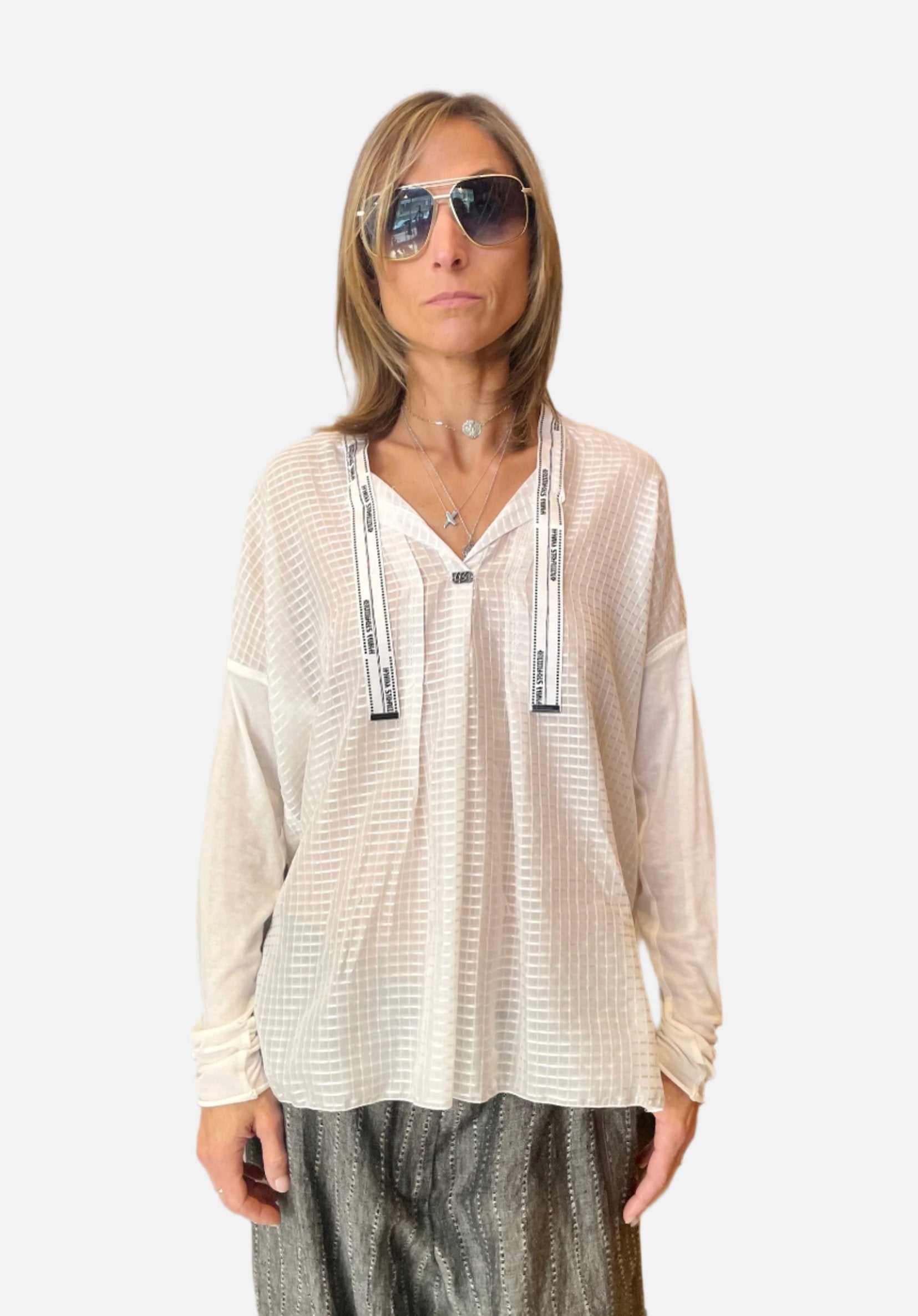 Blouse - White Grid by Beate Heymann | 25 South Boutiques