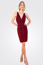 Deep V Mini Dress - Beet by Herve Leger | 25 South Boutiques