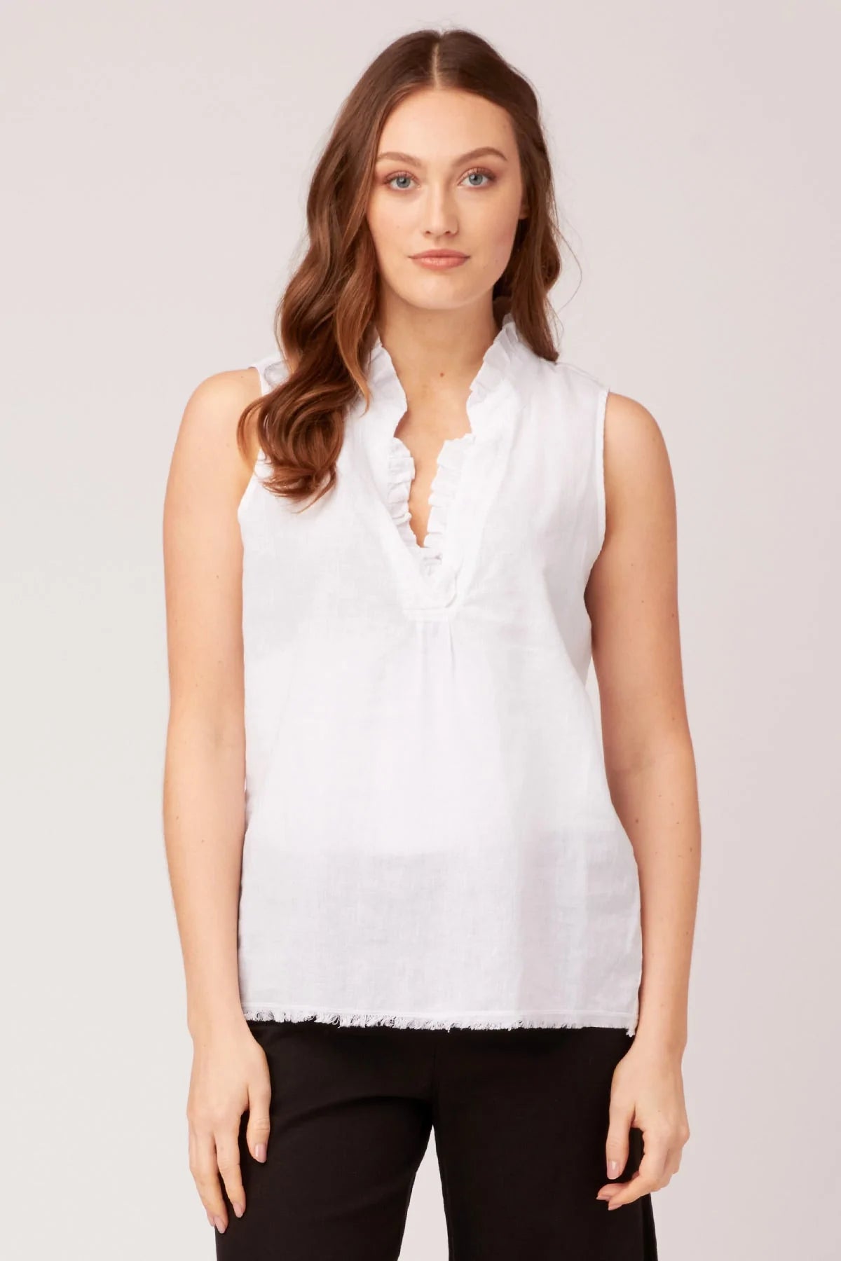 Belita Ruffle Tank - White by XCVI | 25 South Boutiques