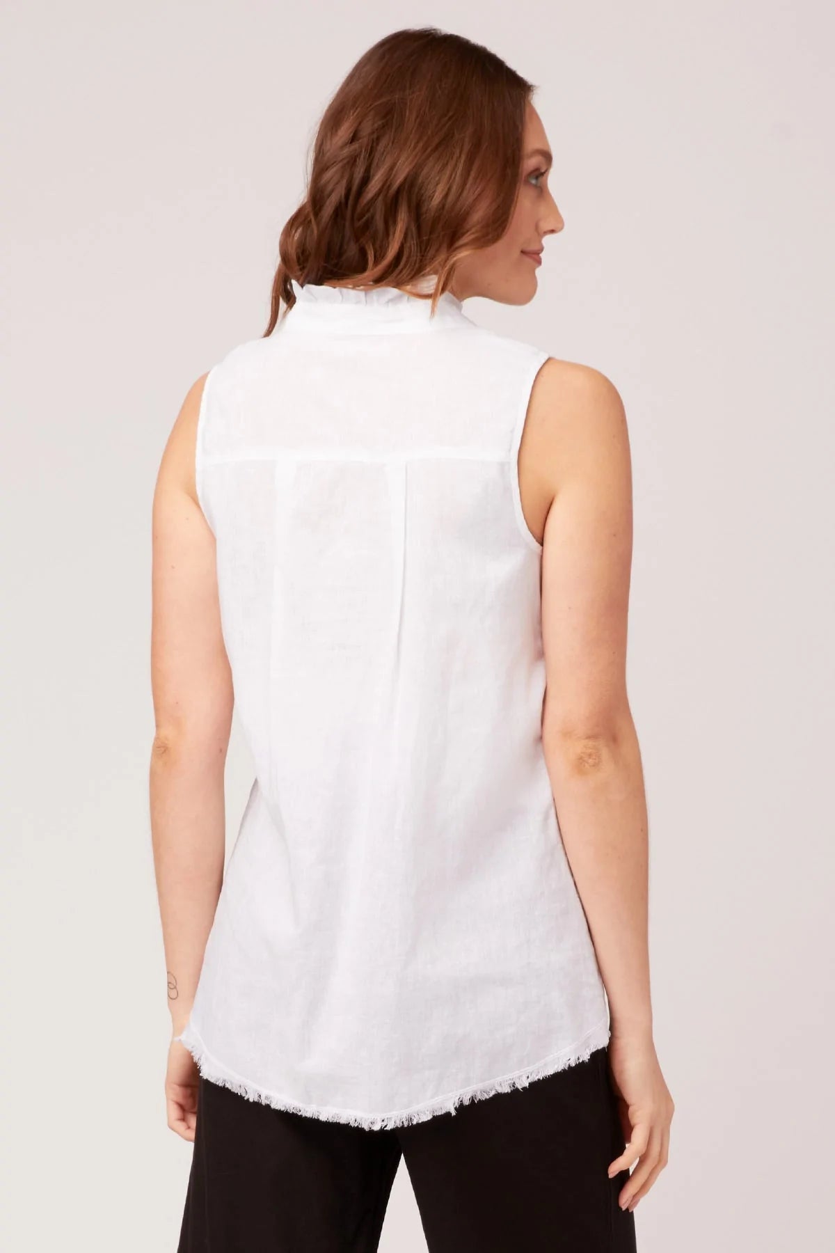 Belita Ruffle Tank - White by XCVI — view 3