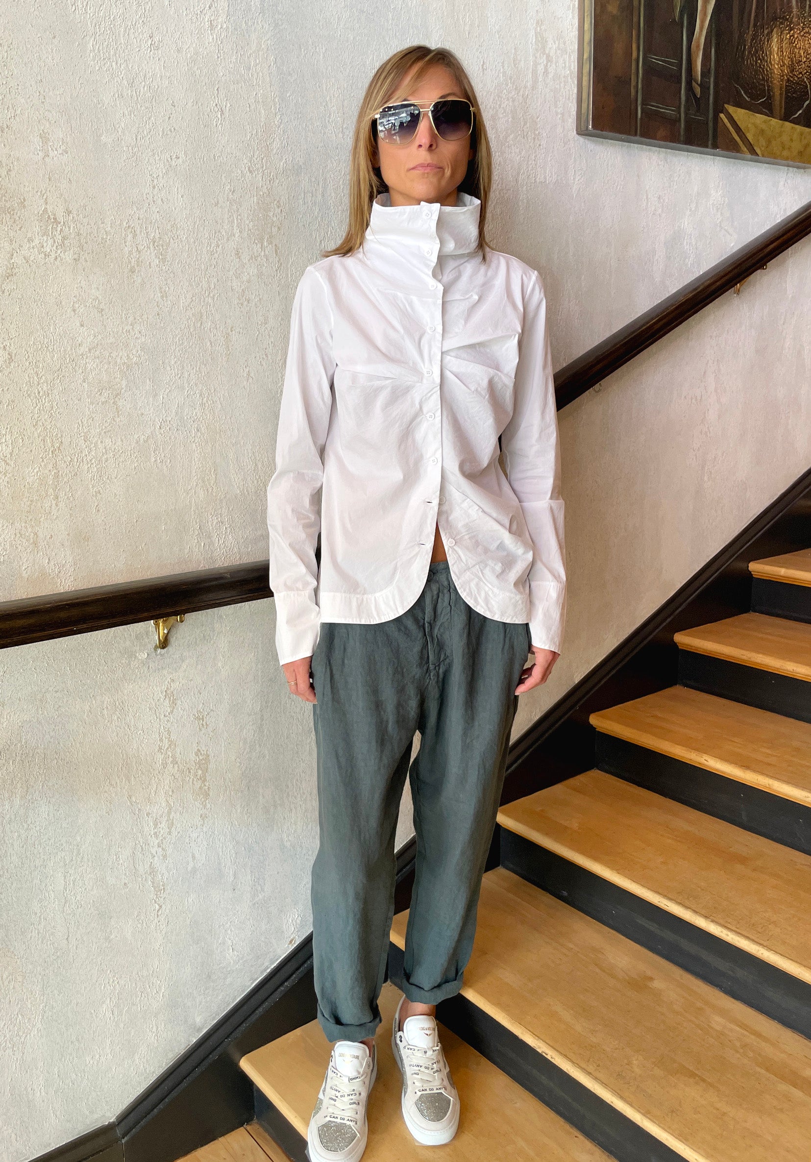 High Collar Shirt - White by Transit Par-Such — alternate view