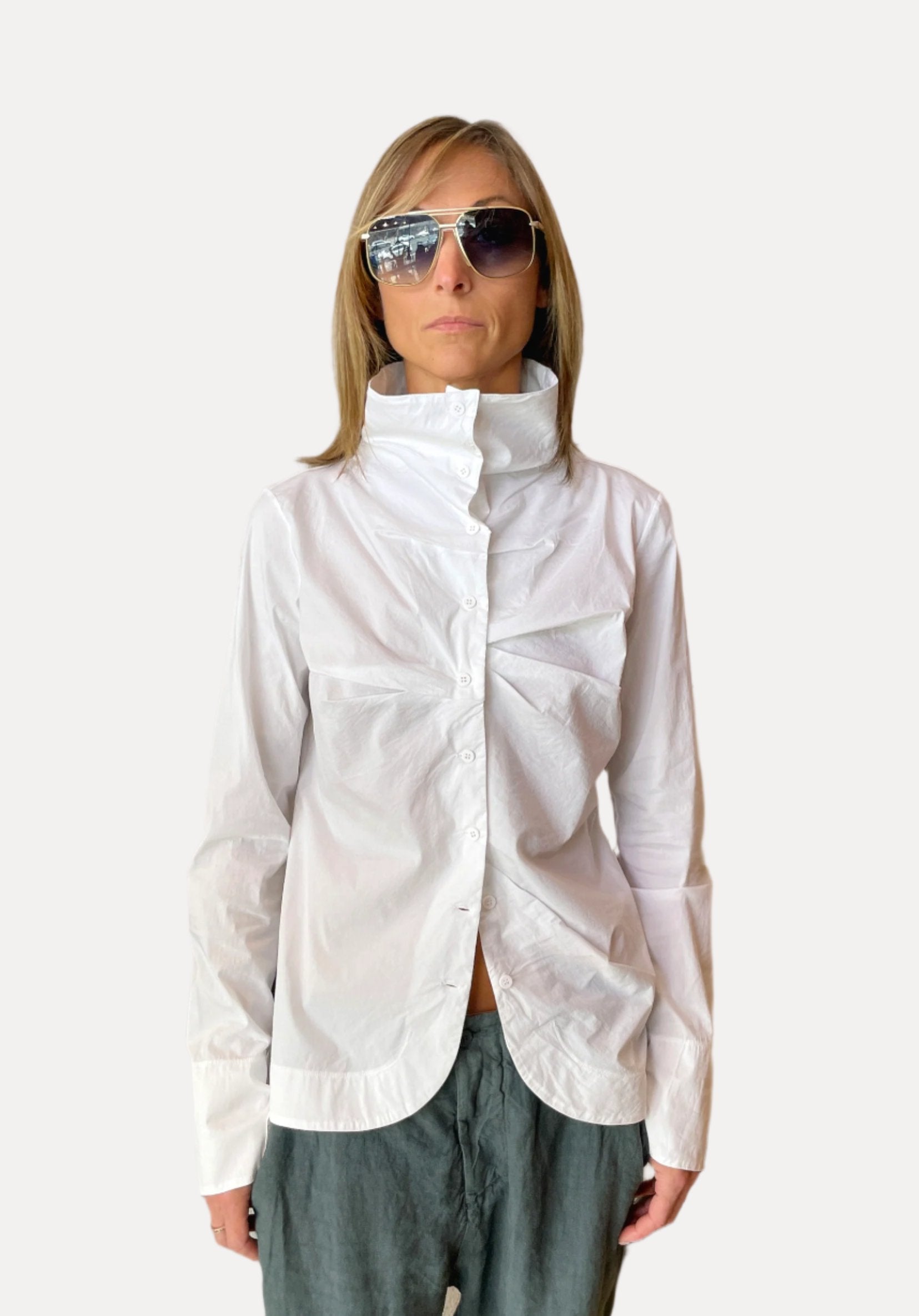 High Collar Shirt - White by Transit Par-Such | 25 South Boutiques