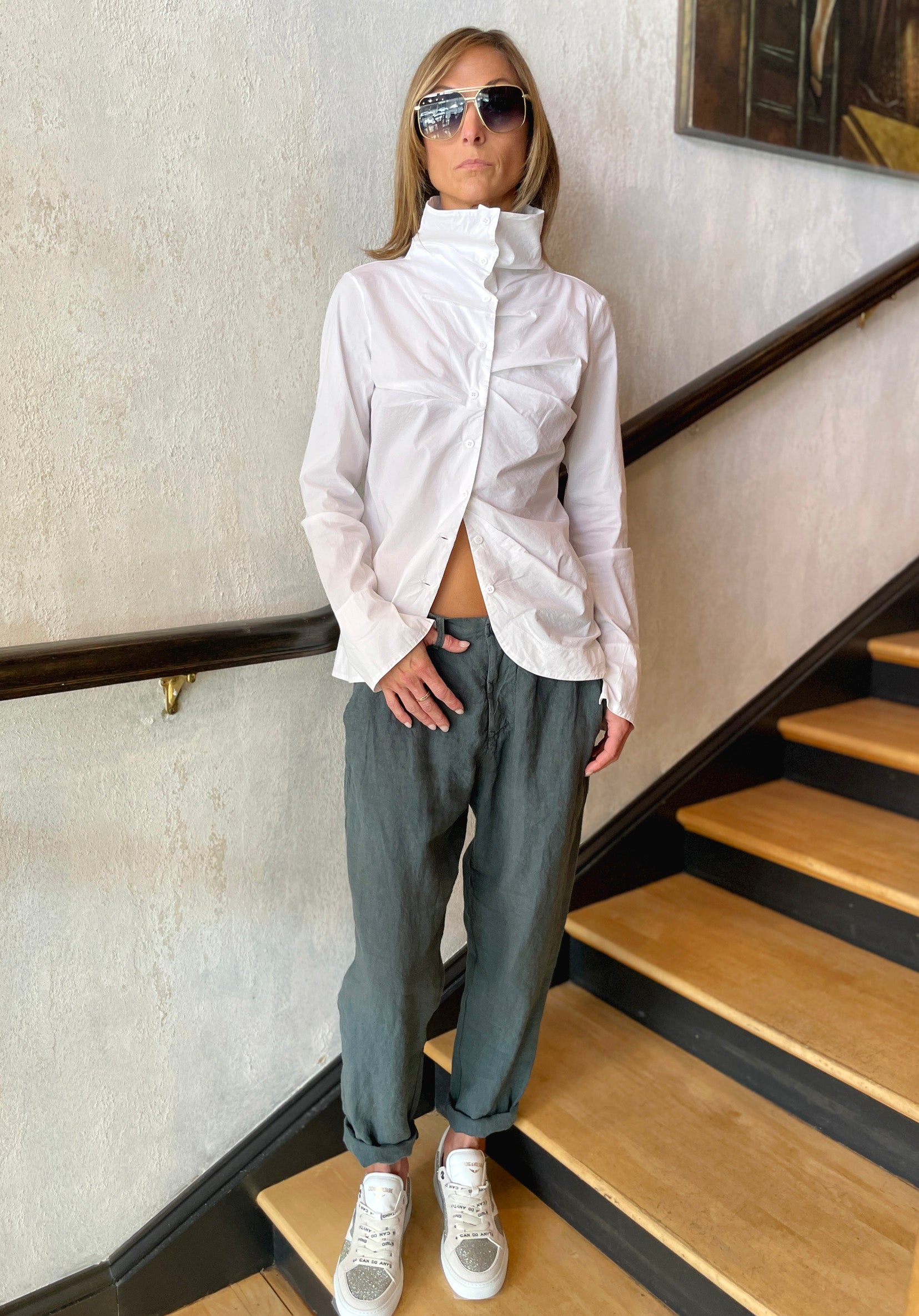 High Collar Shirt - White by Transit Par-Such — view 3