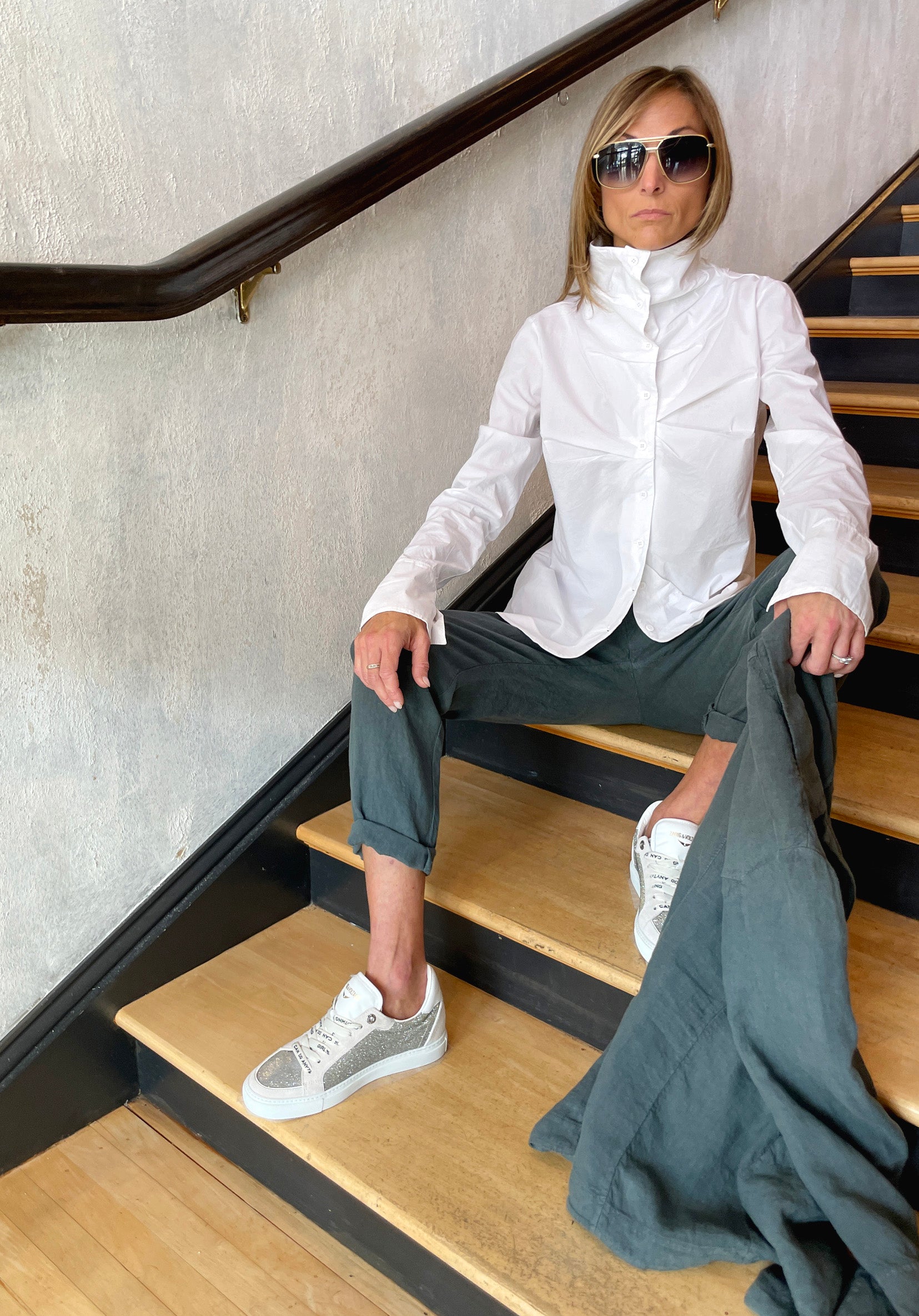 High Collar Shirt - White by Transit Par-Such — view 5