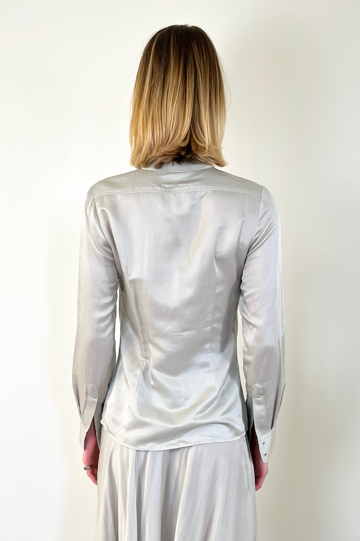 Bow Tie Blouse - Silver by Brazeau Tricot — view 6