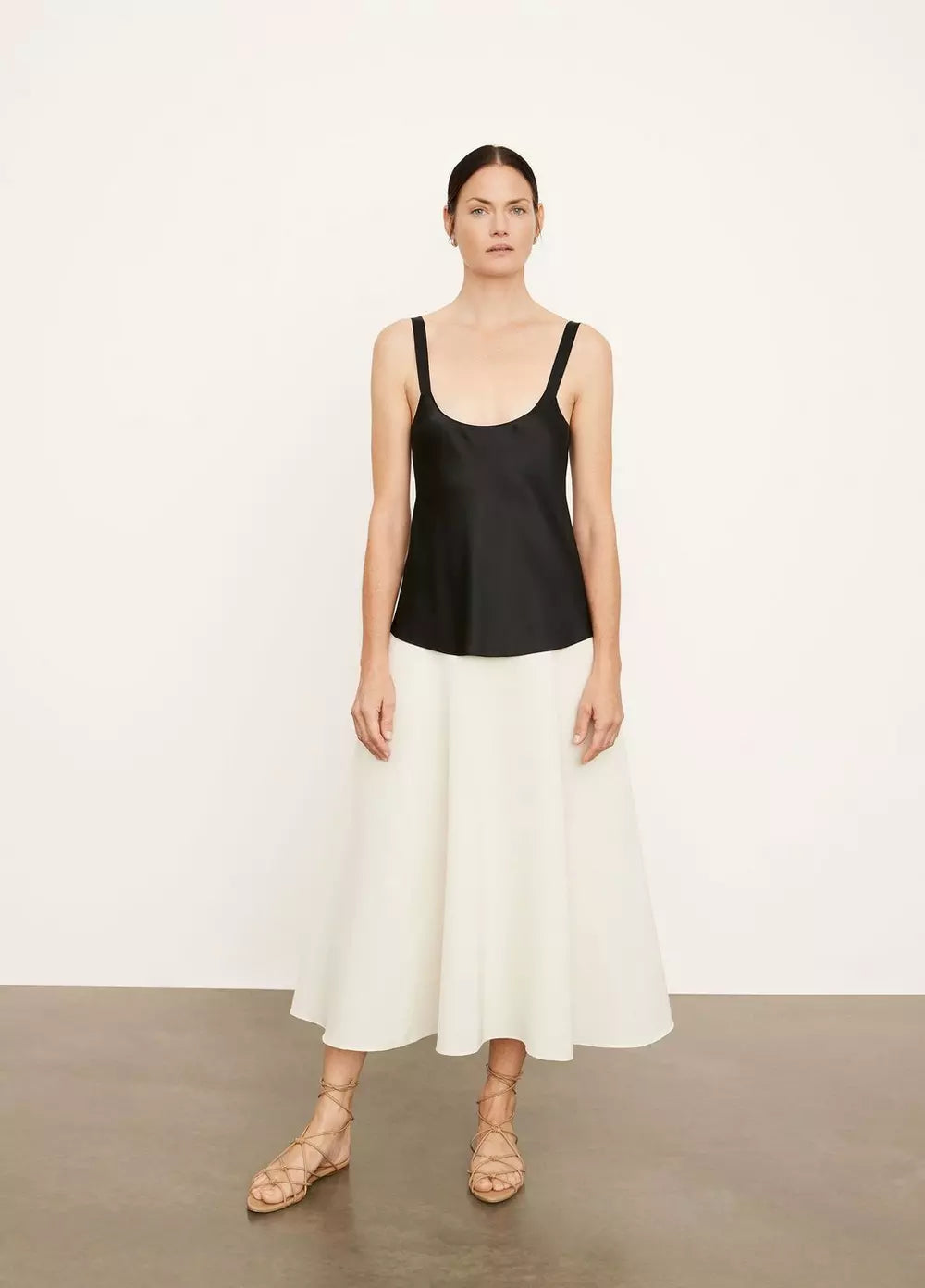 Silk Scoop Neck Camisole - Black by Vince — alternate view