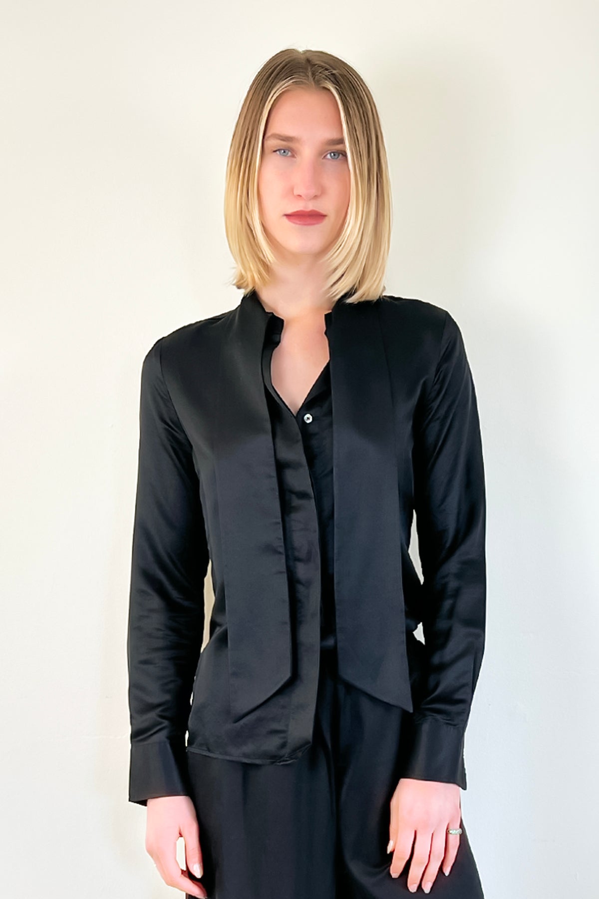 Bow Tie Blouse - Black by Brazeau Tricot | 25 South Boutiques