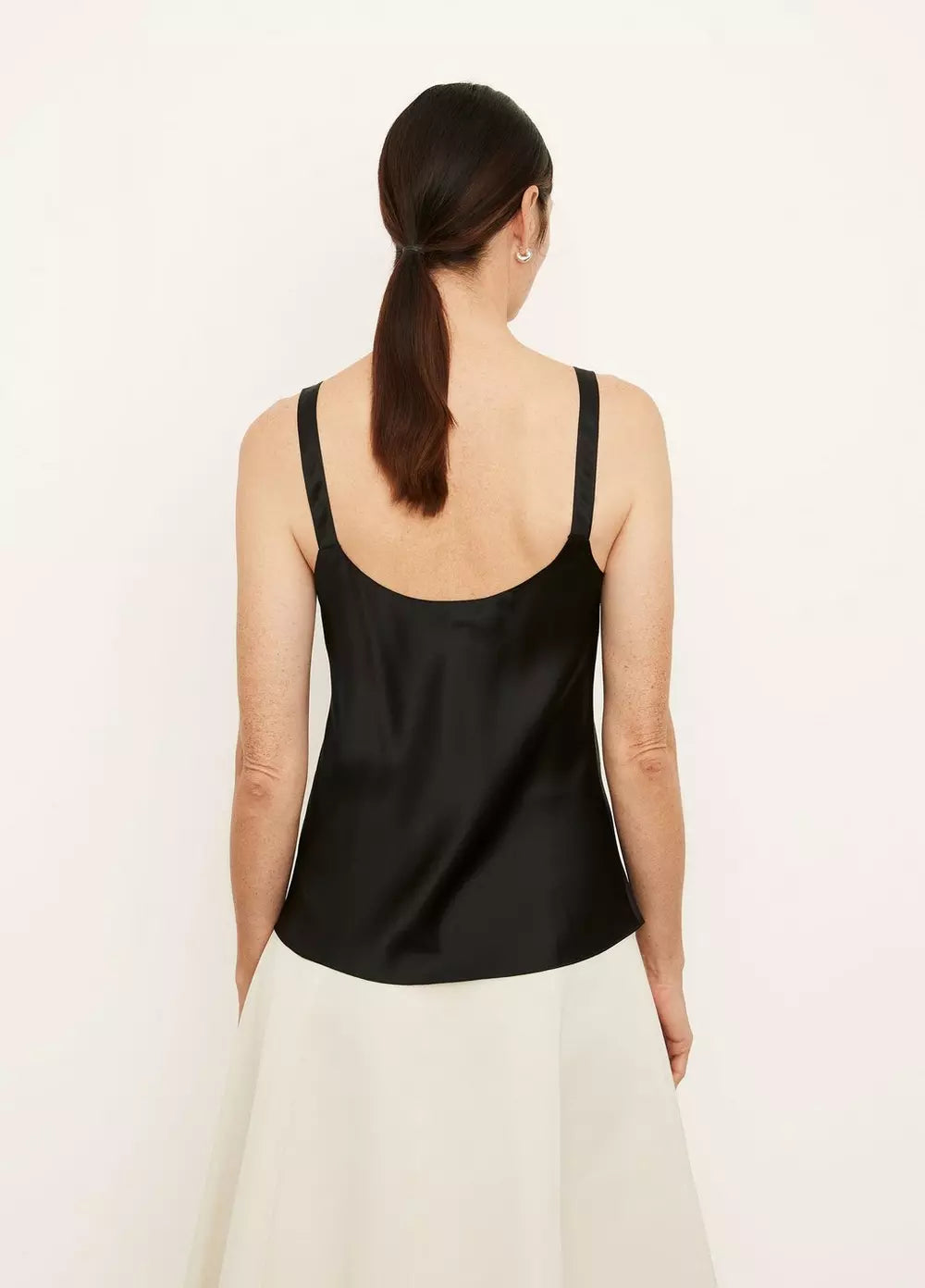 Silk Scoop Neck Camisole - Black by Vince — view 3