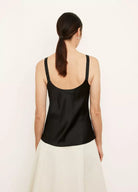 Silk Scoop Neck Camisole - Black by Vince — view 3