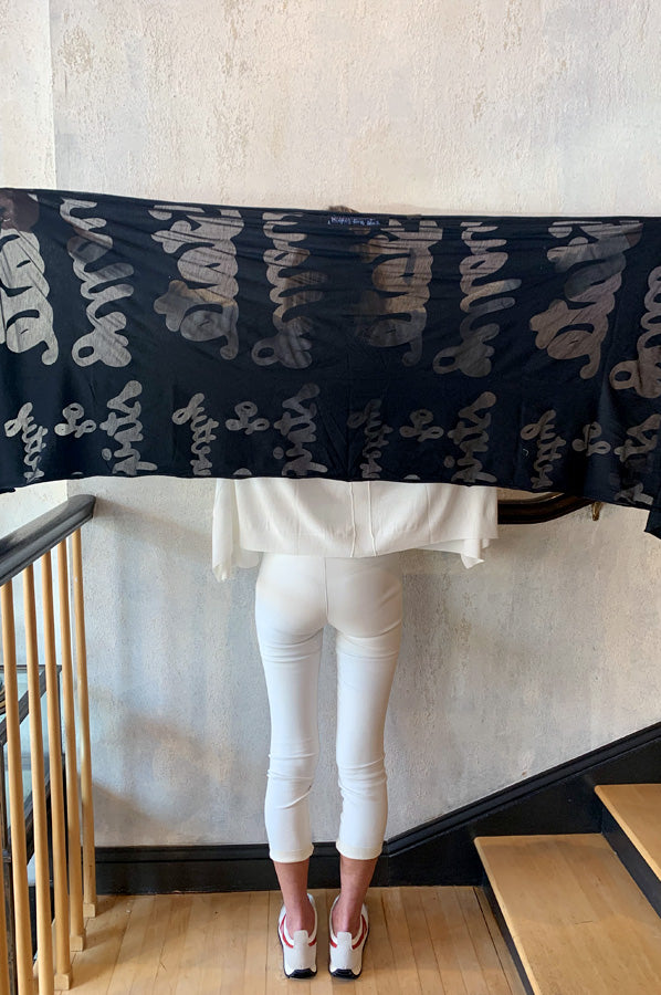 Sheer Print Scarf - Black by Rundholz — view 4
