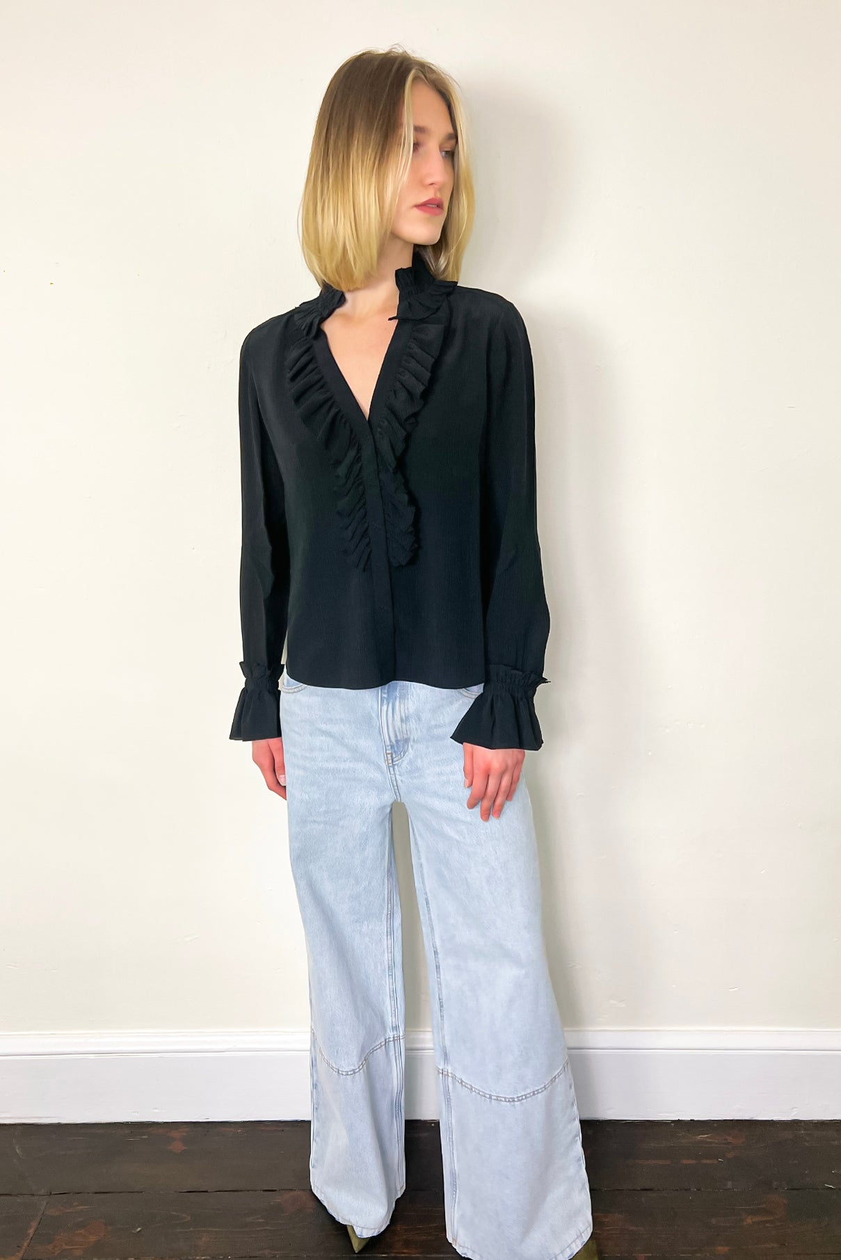 Go Soiree in the City Blouse - Washed Black by Go Silk — view 3
